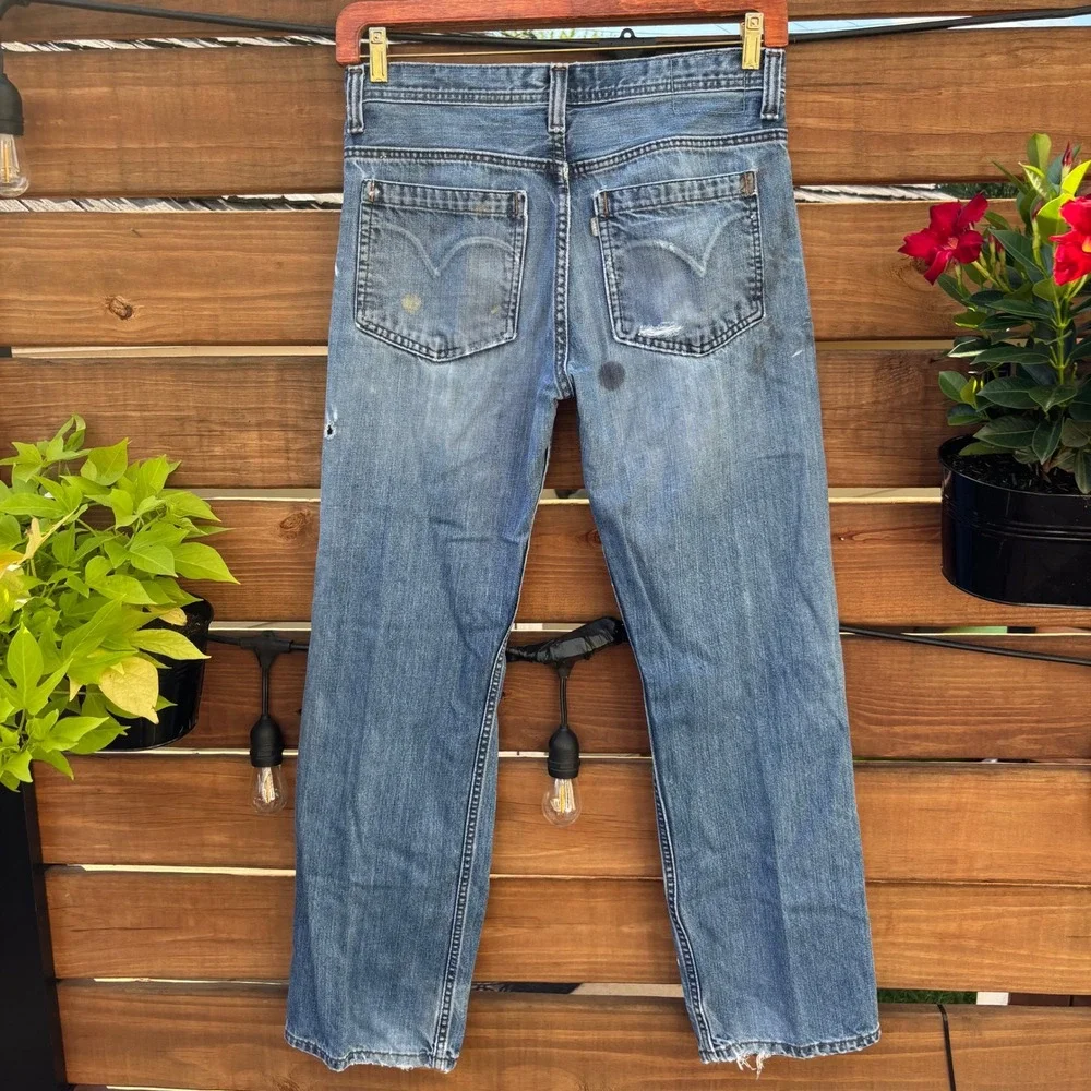 Levi's SilverTab True Straight Jeans Mens 32x32 Blue Distressed Workwear Grunge